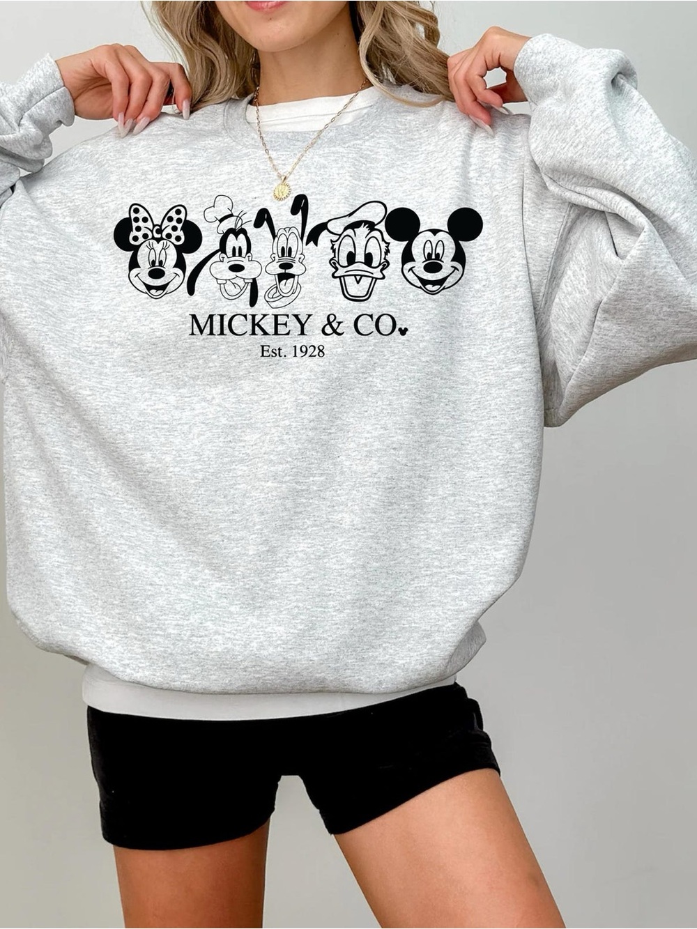 Gildan Light Gray Mickey & Co. Crewneck Sweatshirt